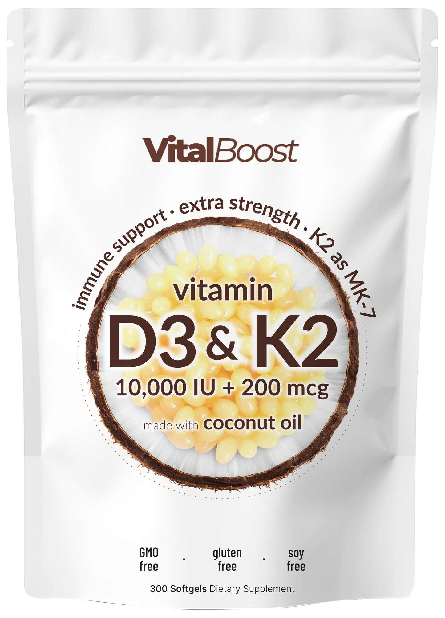 VitalBoost™ Vitamin D3 + K2 Supplement Softgels