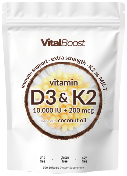 VitalBoost™ Vitamin D3 + K2 Supplement Softgels